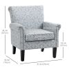 Upholstered Accent Chair, Single Armchair with Soft Linen Touch Fabric, Rolled Armrest with Nailhead Trim, Grey