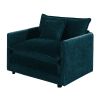 Comfy Deep Single Seat Sofa Upholstered Reading Armchair Living Room Chair Blue Chenille Fabric , 1 Toss Pillow