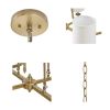 6-light Chandelier with Fabric Drum Shades Antique Gold See below