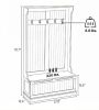 Milk white entrance bench with clothes hanger, bench and shoe cabinet, 5 hooks
