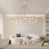 41" White & Golden Modern Chandelier Light Fixture, Branch Design with Frosted Tubes, Black Cords, Adjustable Height Pendant Light for Dining Room