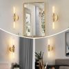 Wall Sconces Set of Two, Hardwired Gold Bathroom Sconces Wall Lighting with Clear Glass