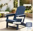 HDPE Adirondack Chair with Cup Holder Outdoor Wooden Texture Patio Furniture Seat And Armrests-There is only one chair