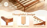 Boho Rattan Wooden Brown Bed Frame with Wooden Slat Support Full Queen Size Bedroom Furniture