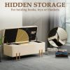 Modern Velvet Storage Ottoman Bench Flip-Top Bedroom Bench with Metal Legs Beige 18.5 Gallon Capacity Living Room Furniture