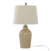 Rockwell 23" Contemporary Ceramic Table Lamp in Cuban Sand Ceramic, Polished Nickel and Natural Linen Shade from Grandview Gallery - Set of 2