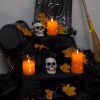 Homemory Halloween Orange Flameless Candles with String Lights, Battery Operated LED Candles with Remote and Timer, Candles for Halloween Decoration