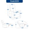 Heat Massage Manual Recliner Chair with Rocker and Swivel in Fabric for Living Room, Khaki