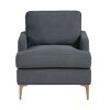 Modern Comfort Accent Chair 1pc Gray Chenille Upholstery Gold Finish Metal Legs Living Room Furniture Durable Plywood