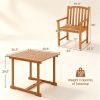 5-Piece Acacia Wood Patio Dining Set, 4-Person Outdoor Square Table & Armchair Set with Umbrella Hole