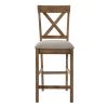 Tan and Weathered Oak Counter Height Stools with Cross Back (Set of 2)
