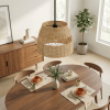 Essence Single Lights Pendant With Rattan Shade Black Metal Finish for Farmhouse Style