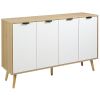 Modern Natural Sideboard And Buffet Dining Room Cabinet with Adjustable Shelves And 4 Doors