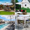 13FT Wooden Patio Umbrella, White