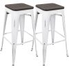 Stackable Barstool in Vintage White and Espresso - Set of 2