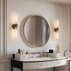Wall Sconces Set of Two, Black and Gold Bathroom Sconces Wall Lighting with Clear Glass