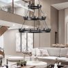 (Same as:W1340119961/W1340P206660/L001005-D1140-P27B)45" Retro Industrial Style 3-Layer Pendant Light, 27-Lights Black Farmhouse Pendant