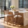 26.5" Counter Stools Set of 2, Upholstered Counter Height Bar Stools with Comfy Back, Solid Rubber Wood Frame, Backrest, Footrest