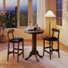 2 PCS Farmhouse Bar Stools 29.5" Seat Height, Rubber Wood Frame Faux Leather Bar Chairs, Oak+Black