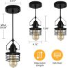 Industrial Black Pendant Light Metal Cage Pendant Lights Dining Room Hanging Lighting Spring Shade,E26 Bulb(1 Light) [No Bulb][Unable ship on weekends