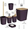 Bathroom Set - Purple Bathroom Accessories Set, 6PC Bathroom Accessory Set, Bathroom Sets with Toilet Brush, Trash Can & Soap Dispenser