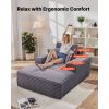 Chaise Lounge Chair, 54 in Boneless Chaise Lounge Indoor, Modern Upholstered Oversized Reading Chair with Throw Pillows & Armrests