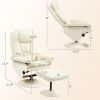Swivel Recliner Chair with Ottoman PU Leather 135 Degree Reclining Lounge Chair