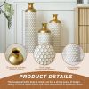 Floor metal vase modern style decoration home droplet shaped white metal vase 3-piece set gorgeous home decoration large glazed metal vase