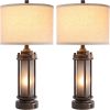 Set of 2 Farmhouse Lamps for Living Room, Rustic Vintage Bedroom Nightstand Table Lamp