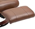 Brown Swivel Recliner Chair PU Leather Reclining Armchair with Retractable Footrest Adjustable High Back Wood Base