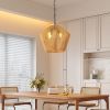 17" Boho Hemp Rope Pendant Light, Handcrafted Farmhouse Hanging Light Fixture for Kitchen Island, Dining Room, or Bedroom, Natural Finish