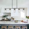 37" Brushed Nickel 5-Light Chandelier - Contemporary Kitchen Island Pendant Light with Clear Glass Shades for Dining Room, Farmhouse