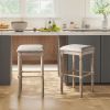 Arnhem Wood Upholstered Bar Stools, Set of 2, Tan