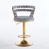 Modern Bar chair(set of 2 ) with golden color iron tube legs, soft cushions and comfortable backrest, suitable for dining room, living room, cafe