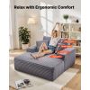 Chaise Lounge Chair, 48 in Boneless Chaise Lounge Indoor, Modern Upholstered Oversized Reading Chair with Throw Pillows & Armrests