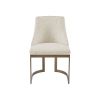 21'' Accent Dining Chairs, Antique Gold Metal Frame Back and Sled Leg Contemporary Modern Style for Kitchen Room, White,Set of 2