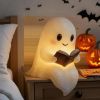 Cute Ghost Reading Book Lamp Halloween Gifts Light Up Ghost Statue Night Light Ghost Warm Lighted Indoor Figurine House Mantel Decor for Home Party Be