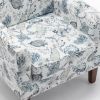 Patterned Polyester Blend Armchair, Solid Birch Wood Frame with Brown Tapered Legs, Foam Padded Accent Chair with Trim Detail for Living Room Office