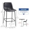 Bar Stools Set of 2, Upholstered Counter Height Bar Chairs, Kitchen Stools with Steel Legs