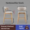 Set of 2 Upgraded Version Modern Ash Wood Counter Height Bar Stools - Oak