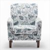 Patterned Polyester Blend Armchair, Solid Birch Wood Frame with Brown Tapered Legs, Foam Padded Accent Chair with Trim Detail for Living Room Office