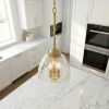 Ember Three Candle Lights Chain Pendant With Clear Glass - Satin Brass