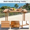 5-Piece Acacia Wood Patio Dining Set for 4, Square Outdoor Table with Umbrella Hole & Ergonomic Slatted Armchairs