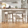 CoCo Upholstered Backless Saddle Seat Bar Stools 29" height Set of 2, Tan