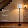 3 Piece Table Floor Lamp Set with Metal Pole, Round Base, and Fabric Lampshade