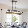 34-Inch Black Gold Vintage Pendant Light, 5 E26 Bulb Sockets, Adjustable Chain Height â€“ Antique Style Chandelier for Dining Room, Kitchen