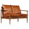 Sofa Brown Goat leather 2-Seater Durable Sofa Rectangular