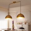 41" Industrial Modern Copper Color Double Pendant Light â€“ Adjustable Ceiling Hanging Lamp with Bright Finish for Dining Room, Kitchen