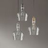 Bell Shaped Hanging Glass Pendant Light Gold/Clear Dia.9"