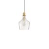 Bell Shaped Hanging Glass Pendant Light Gold/Clear Dia.9"